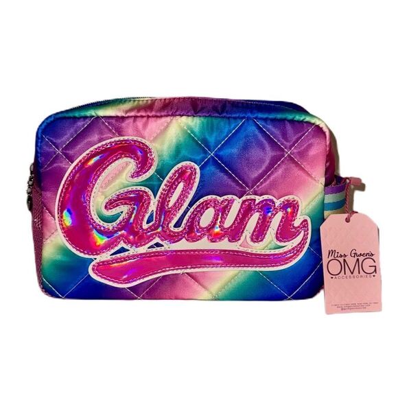 OMG Accessories Glam Ombre Metallic Tie Dye Quilted Pouch Cosmetics Toiletry Bag - Picture 11 of 11